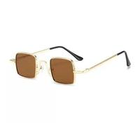 KTUCN Gafas de sol retro con montura metálica, color caramelo, UV400, estilo punk, para mujer y hombre, doradas, color té, 145