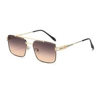 KTUCN Gafas de sol retro de corte de borde, protección UV, tonos metálicos, lentes degradados, para hombres y mujeres, rosa té