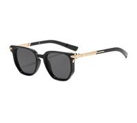 KTUCN Gafas de sol retro para hombre y mujer, estilo vintage, UV400, negro y dorado, A