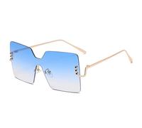 KTUCN Gafas de sol retro para mujer, estilo moderno, sin montura, degradadas, con cristales azules. Medid