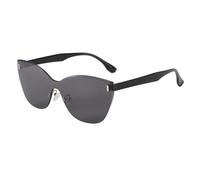 KTUCN Gafas de sol sin montura, estilo ojo de gato, para mujer, protección solar, color negro, 145 mm
