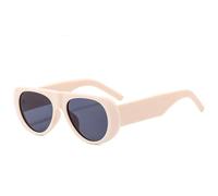 KTUCN Gafas de sol vintage de montura grande elíptica para mujer, negras, re