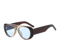 KTUCN Gafas de sol vintage de montura grande elíptica para mujer, negras, re