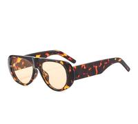 KTUCN Gafas de sol vintage de montura grande elíptica para mujer, negras, re
