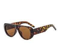 KTUCN Gafas de sol vintage de montura grande elíptica para mujer, negras, re
