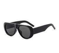 KTUCN Gafas de sol vintage de montura grande elíptica para mujer, negras, re