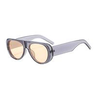 KTUCN Gafas de sol vintage de montura grande elíptica para mujer, negras, re