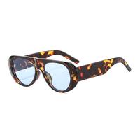 KTUCN Gafas de sol vintage de montura grande elíptica para mujer, negras, re