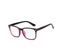 KTUCN Gafas retro anti-luz azul para mujer, gafas de juego para hombre, gafas retro transparentes con montura negra UV400, color morado, BH01