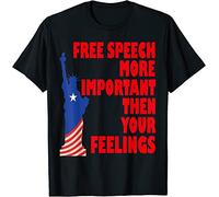 KTVB0A Free Speech More Important Then Your Feelings T-Shirt Black(X-Large)