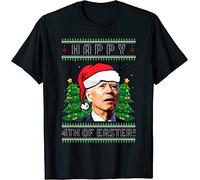 KTVB0A Happy 4th of Easter Joe Biden Political Ugly Christmas T-Shirt(Large)