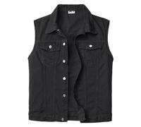 KTWOLEN Chaleco de Jeans para Hombre Vintage Chaleco Vaquero Sin Mangas de Moto Denim Casual con Botones y Multibolsillos, Negro, XL