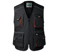 KTWOLEN Chaleco de Trabajo para Hombre Verano Chaleco Multibolsillos Chaqueta Sin Mangas de Trabajo para Carpintero, Negro, M