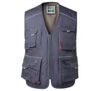 KTWOLEN Chaleco de Trabajo para Hombre Verano Chaleco Multibolsillos Chaqueta Sin Mangas de Trabajo para Carpintero, Gris, XXL