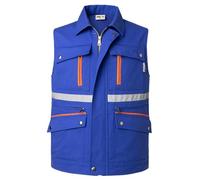 KTWOLEN Chaleco Tip Safari para Hombre Chaleco de Trabajo con Bolsillos Chaqueta Sin Mangas para Caza Fotografía Chaleco Reflectante de Pesca, Azul real, 3XL