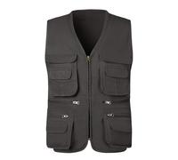 KTWOLEN Hombres Chaleco de Pesca de Algodón con Multibolsillos Aire Libre Casual Respirable Chaleco para Cámping Fotografía Caza Senderismo Viajes, Carbón, 4XL