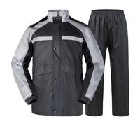 KTWOLEN Traje de Lluvia Impermeable Hombre Chaqueta y Pantalones de Lluvia Impermeable Reflectante Ropa para La Lluvia con Capucha, Gris, L