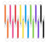 ktxaby 16 Piezas Llavero Espiral Multicolor Cuerda Elástica Retráctil con Mosquetón y Anillo Metálico Llavero Extensible Impermeable para Llaves Tarjetas Trabajo Viajes Aire Libre