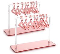 ktxaby 2 juegos de soportes para pendientes de acrílico con 8 mini perchas,ideal para anillos, pendientes, pendientes, suministros para la exhibición de joyas colgantes.