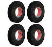 ktxaby 4 Pezzi Cinta de Tela 19 mm x 15 m,Cinta de Tela Para Coche,Cinta de Aislamiento Eléctrico,Cinta de Tela de Alta Temperatura Para Arnés de Coche Auto Vehículo Camiones(Negro)