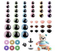 ktxaby Juego de 244 ojos y narices de seguridad (12 - 35 mm) para ganchillo, ojos amigurumi, varios tamaños, ojos de plástico con arandelas, ojos de botón para muñecas, peluches, crochet, accesorios
