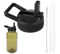 Ktxaby Juego de tapa de popote negra para botellas de agua de boca ancha Nalgene de 32 onzas, tapa de popote de repuesto compatible con botellas Nalgene de 32 onzas, tapa superior con pajitas y