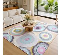 KTYUTJDH Alfombra abstracta moderna, rosa, azul, amarillo, gris, blanco, beige, rectangular, 180 x 240 cm, alfombras grandes y suaves Art Deco para el hogar, oficina, salón, comedor, dormitorio
