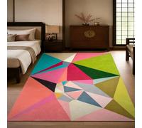 KTYUTJDH Alfombra abstracta moderna, verde, rosa, azul, gris, naranja, marrón, negro, rectangular, 180 x 240 cm, alfombras grandes y suaves, Art Deco para el hogar, oficina, salón, comedor, dormitorio