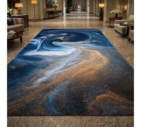 KTYUTJDH Alfombra, Abstracto Azul, Blanco, Amarillo, Rectangular, 110 x 160 cm, Alfombra Sala Dormitorio, Lavable, Cocina Oficina Corredor, Protección del Suelo,