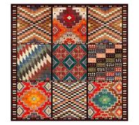 KTYUTJDH Alfombra cuadrada de 120 x 120 cm, diseño de retazos multicolor rojo y verde, para inauguración de la casa, para decoración del hogar, debajo de la mesa de café