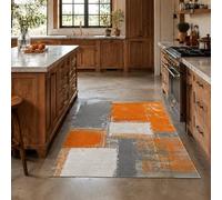 KTYUTJDH Alfombra de área, abstracta, moderna, naranja, gris, blanco, rectangular, 180 x 240 cm, alfombras grandes y suaves Art Deco para el hogar, oficina, salón, comedor, dormitorio