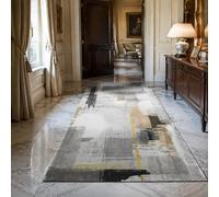 KTYUTJDH Alfombra de área, abstracto, gris, blanco, gris pardo, amarillo, rectangular, 180 x 240 cm, alfombras grandes y suaves Art Deco para el hogar, oficina, salón, comedor, dormitorio