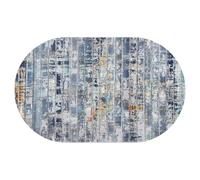 KTYUTJDH Alfombra de área, azul, gris, naranja, amarillo, verde azulado, abstracto, shabby chic, multicolor, ovalada, 200 x 300 cm, alfombras extragrandes para sala de estar, alfombra de pelo corto