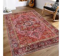 KTYUTJDH Alfombra de área, diseño floral vintage, multicolor, rojo, rosa, rojo, rectangular, 80 x 120 cm, alfombra para pasillos, interiores, entrada, cocina, antideslizante, lavable