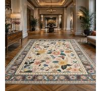 KTYUTJDH Alfombra de área, floral, oriental, vintage, beige, verde, rosa, amarillo, azul, rectangular, 120 x 180 cm, alfombras para sala de estar, dormitorio, estéticas, interiores, decoración del