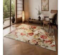 KTYUTJDH Alfombra de área, floral, oriental, vintage, rojo, beige, marrón, blanco, rectangular, 180 x 240 cm, alfombras grandes y suaves, art déco, para el hogar, oficina, salón, comedor, dormitorio