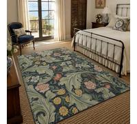 KTYUTJDH Alfombra de área, floral, oriental, vintage, verde, amarillo, rosa, negro, marrón, rectangular, 180 x 240 cm, alfombras grandes y suaves, Art Deco para el hogar, oficina, salón, comedor