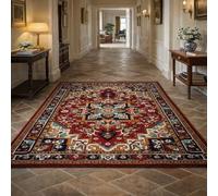 KTYUTJDH Alfombra de área, floral, rojo, azul, naranja, beige, negro, blanco, verde, rojo, rectangular, 200 x 300 cm, alfombras extragrandes, para sala de estar, lavable, antideslizante, comedor