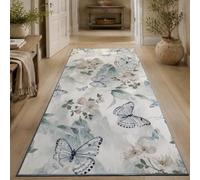 KTYUTJDH Alfombra de área, floral, vintage, azul, blanco, rosa, verde, rectangular, 120 x 180 cm, alfombras para sala de estar, dormitorio, estéticas, interiores, decoración del hogar