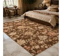 KTYUTJDH Alfombra de área, floral, vintage, marrón, beige, rojo y gris, rectangular, 180 x 240 cm, alfombras grandes y suaves, Art Deco para el hogar, oficina, salón, comedor, dormitorio