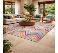 KTYUTJDH Alfombra de área, geométrica moderna, morado, azul, naranja, amarillo, rojo, gris, blanco, colorido, rectangular, 200 x 300 cm, alfombra extragrande para sala de estar, lavable