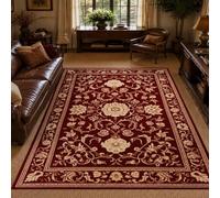 KTYUTJDH Alfombra de área, oriental vintage, rojo floral, beige, rectangular, 180 x 240 cm, alfombras grandes y suaves, art déco, para el hogar, oficina, salón, comedor, dormitorio