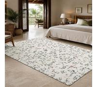 KTYUTJDH Alfombra de área, vintage, floral, rosa, verde, azul, beige, rectangular, 180 x 240 cm, alfombras grandes y suaves, Art Deco para el hogar, oficina, salón, comedor, dormitorio