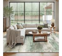 KTYUTJDH - Alfombra, diseño abstracto moderno, multicolor verde y blanco, verde, rectangular, 110 x 200 cm, alfombra de pelo rano, lavable a máquina, salón, cocina, oficina, protección del suelo,