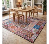 KTYUTJDH Alfombra geométrica, abstracta colorida, multicolor, rectangular, 110 x 200 cm, alfombra de pelo rano, lavable a máquina, sala de estar, cocina, oficina, protección del suelo,