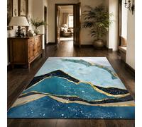 KTYUTJDH Alfombra moderna abstracta azul, amarillo, negro, beige, rectangular, 180 x 240 cm, alfombras grandes y suaves Art Deco para el hogar, oficina, salón, comedor, dormitorio
