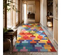 KTYUTJDH Alfombra moderna, azul, amarillo, rojo, naranja, verde, morado, rosa, beige, rectangular, 180 x 240 cm, alfombras grandes y suaves Art Deco para el hogar, oficina, salón, comedor, dormitorio
