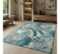 KTYUTJDH Alfombra moderna floral verde, blanca, rectangular, 180 x 240 cm, alfombras grandes y suaves Art Deco para el hogar, oficina, salón, comedor, dormitorio