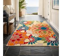 KTYUTJDH Alfombra moderna geométrica floral azul, rojo, naranja, verde, beige, blanco, rectangular, 120 x 180 cm, alfombras para sala de estar, dormitorio, estéticas, interiores, decoración del hogar