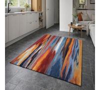 KTYUTJDH Alfombra multicolor abstracta moderna roja, naranja, azul, morado, marrón, blanco, gris, rectangular, 120 x 150 cm, lavable para sala de estar, dormitorio, mesita de noche, tocador, alfombra